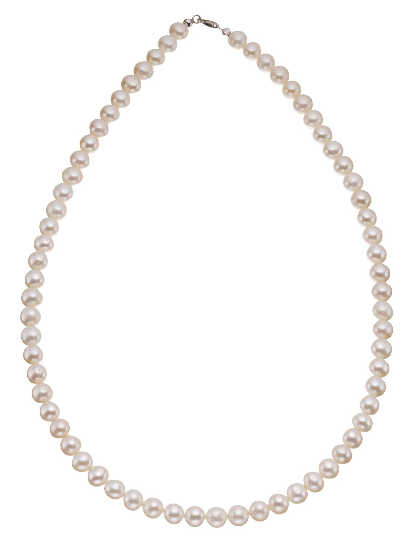 Product photograph of Love Pearl 9 Carat White Gold Single Strand Pearl Necklace from very.co.uk