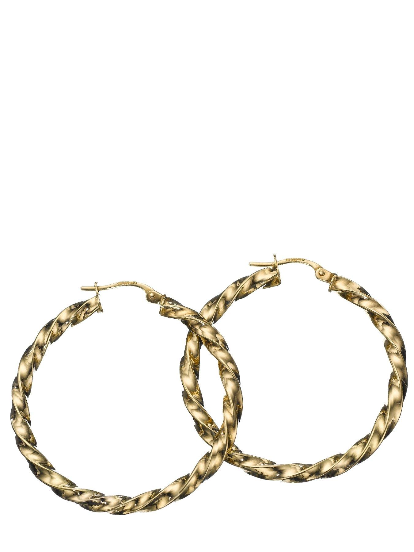 undefined 9 Carat Yellow Gold Twisted Ribbon Earrings