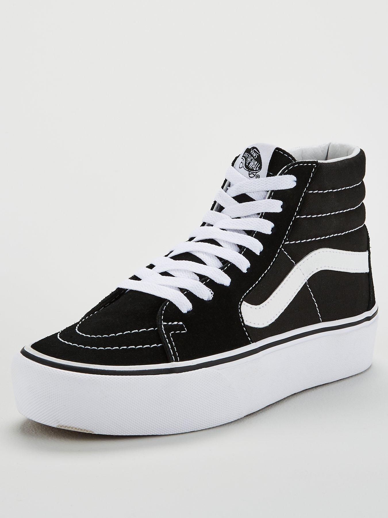 black and white high top platform vans