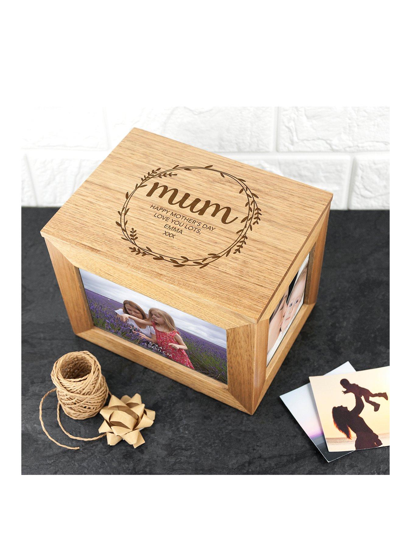 Product photograph of Treat Republic Personalised Oak Photo Cube from very.co.uk