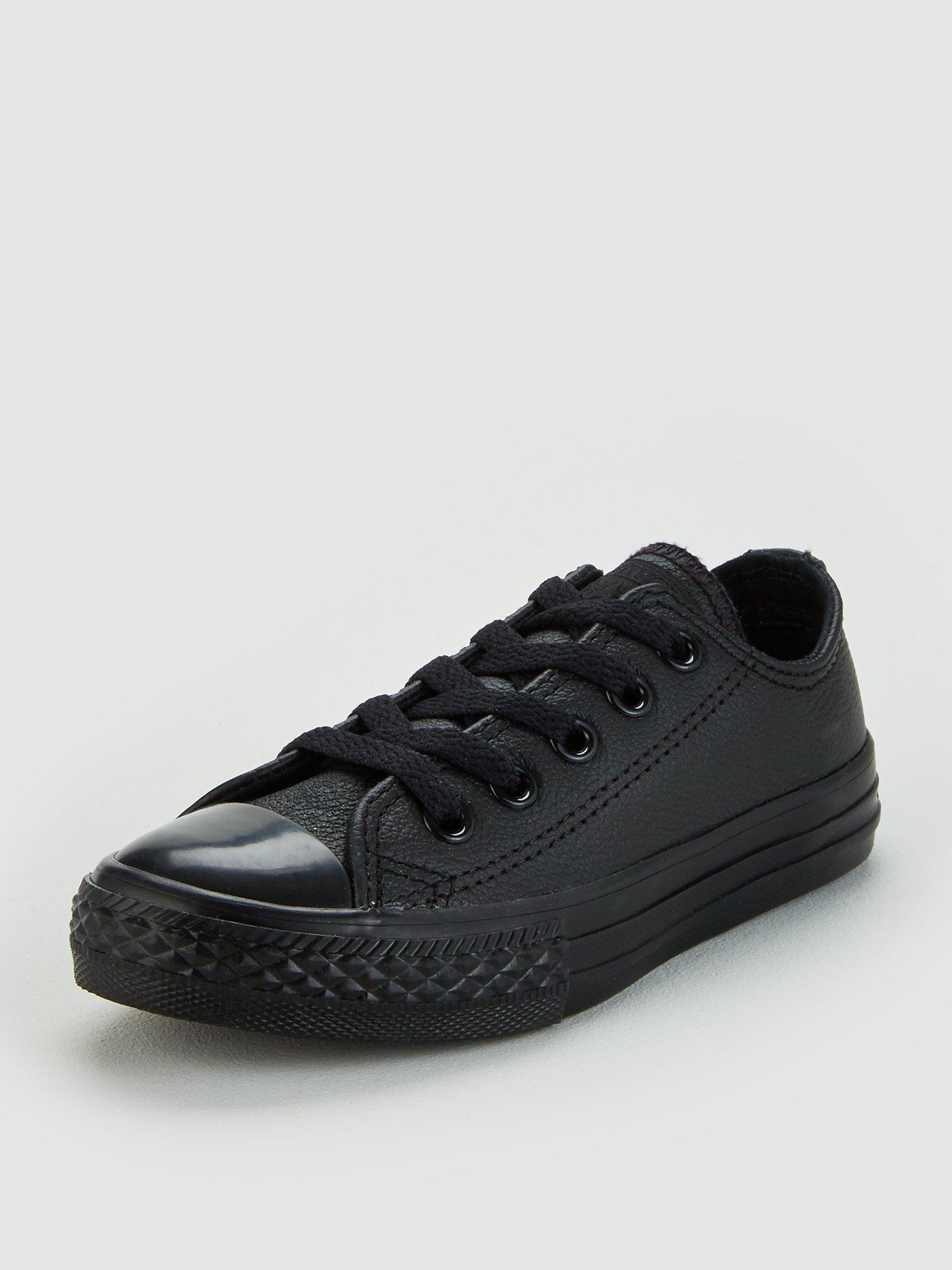 Star Leather Ox Children Shoes - Black 
