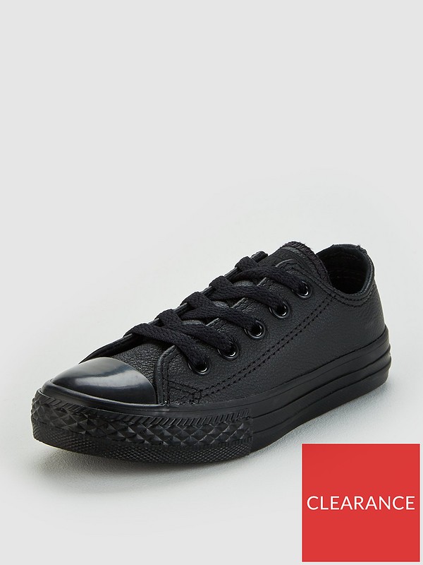 Unir Adepto Huérfano Converse Chuck Taylor All Star Leather Ox Children Shoes - Black |  very.co.uk
