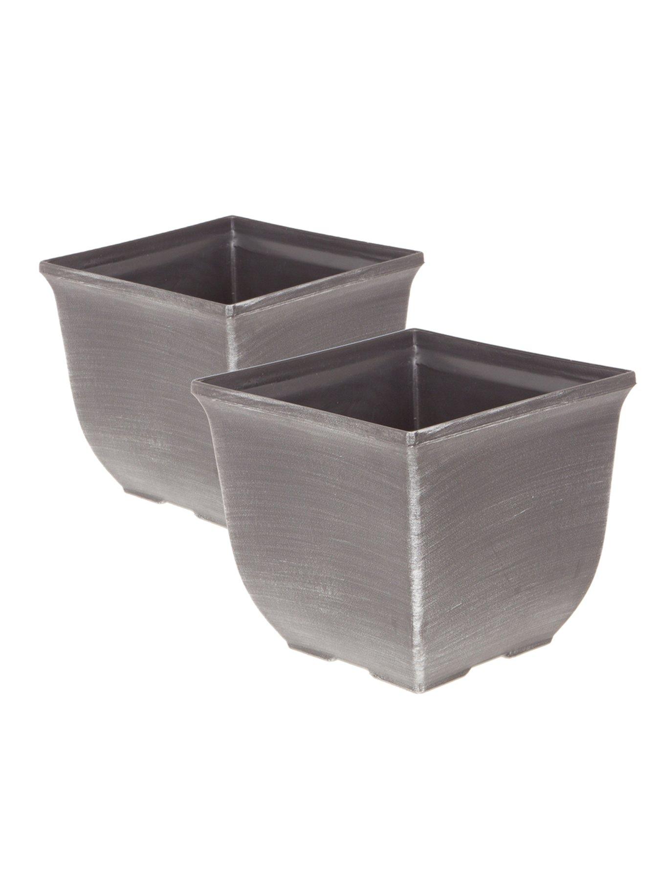 Product photograph of You Garden Pair 11 Square Silver Tulipa Style Planters from very.co.uk
