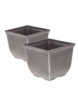 Product photograph of Pair 11 Square Silver Tulipa Style Planters from very.co.uk