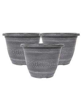 Product photograph of Pack Of 3 Wheat Bundle Design Brushed Planters from very.co.uk