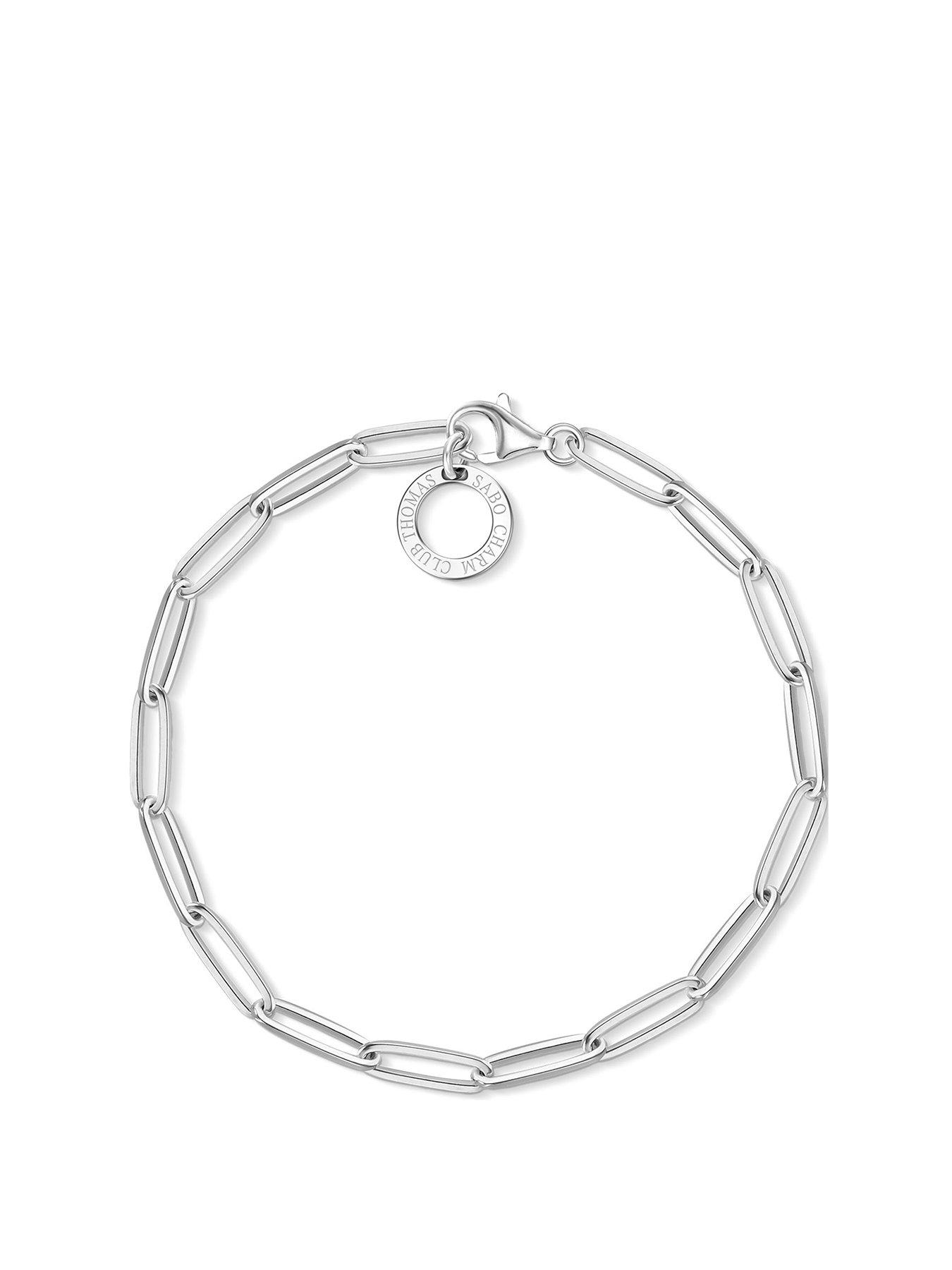 Product photograph of Thomas Sabo Sterling Silver Paperclip Link 17cm Charm Carrier Bracelet from very.co.uk