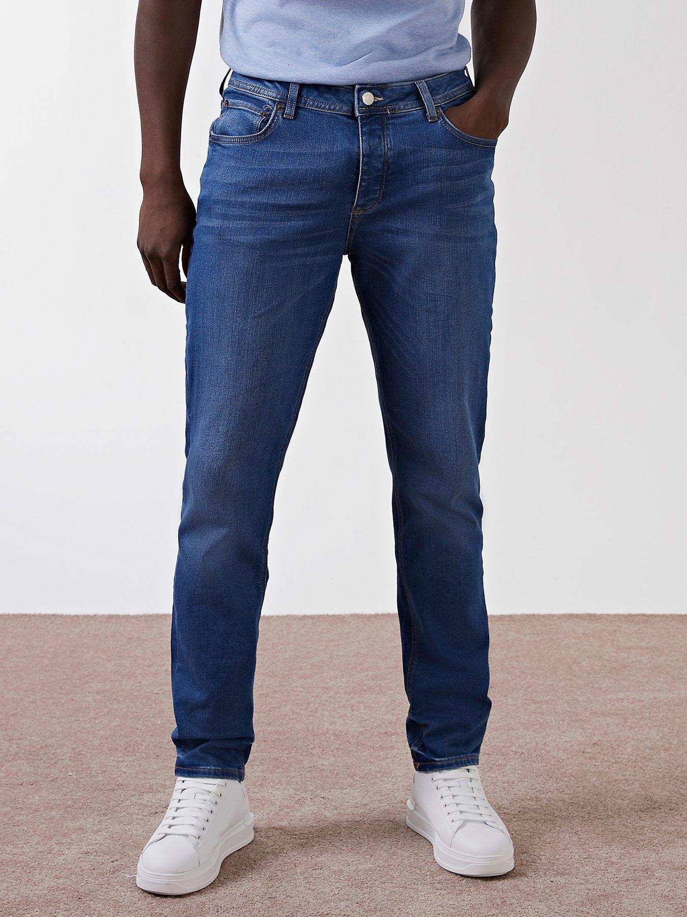 mens mid blue jeans