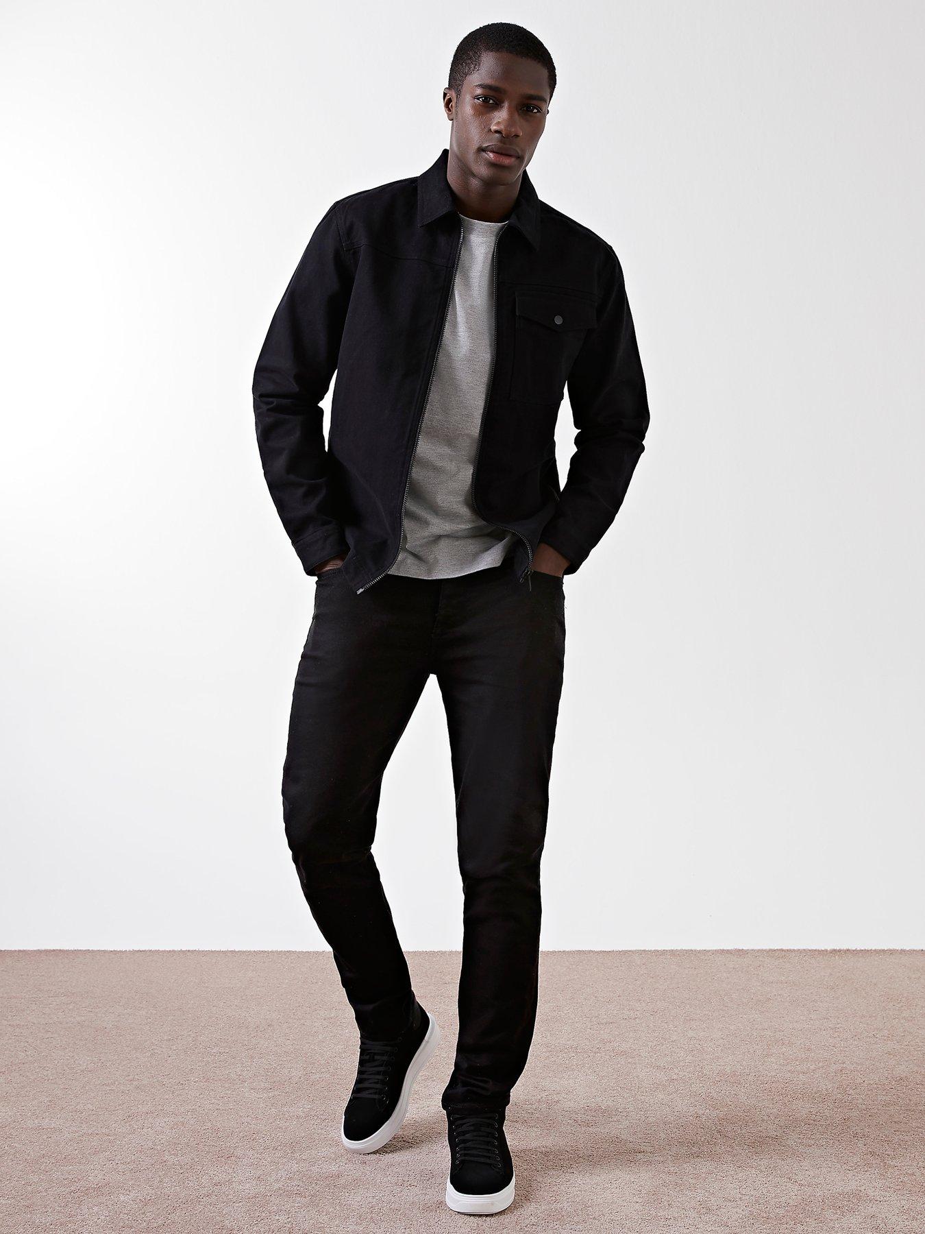 Black denim jacket 2024 mens river island