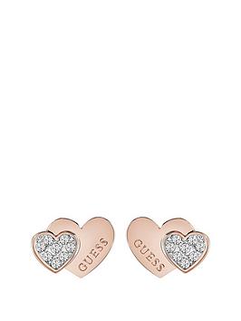 guess-rose-gold-plated-crystal-set-heart-ladies-earrings