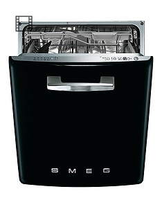 Smeg DI6FABBL 60cm 50s Style Built-In 13-Place Dishwasher with FlexiDuo Baskets - Black