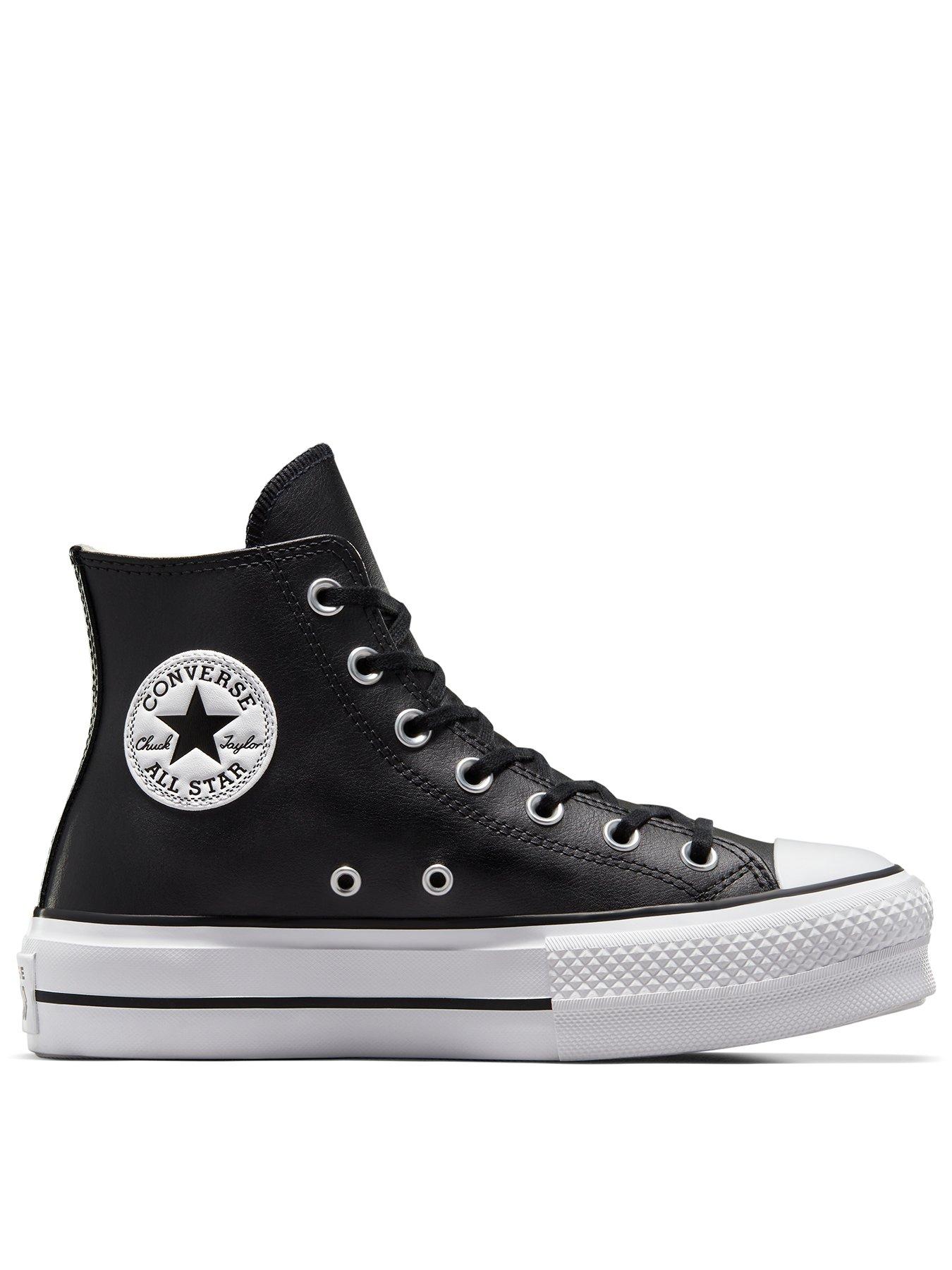 Converse Womens Leather Lift Hi Top Trainers - Black