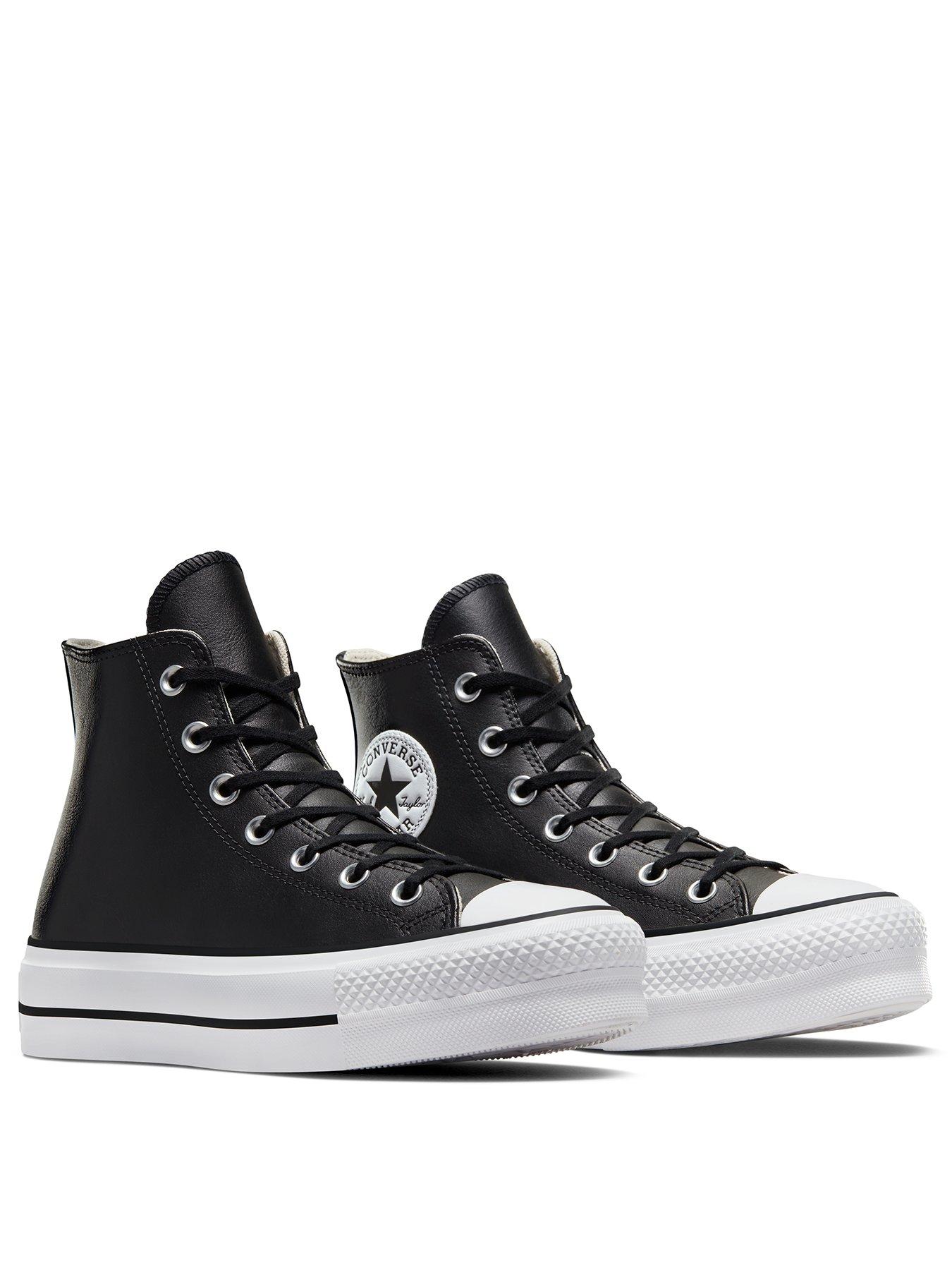 Converse Womens Leather Lift Hi Top Trainers Black Very