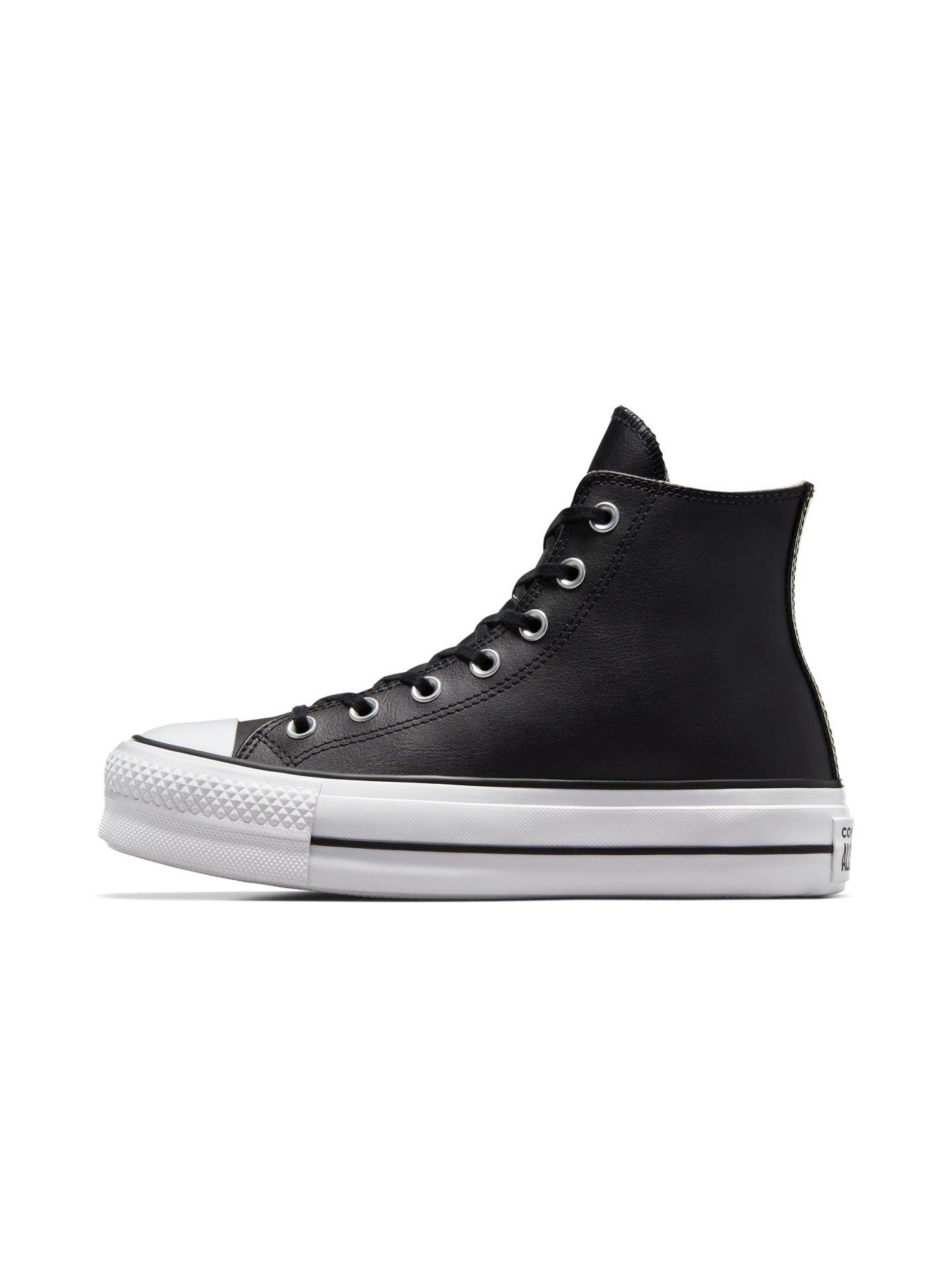 Converse Womens Leather Lift Hi Top Trainers Black Very