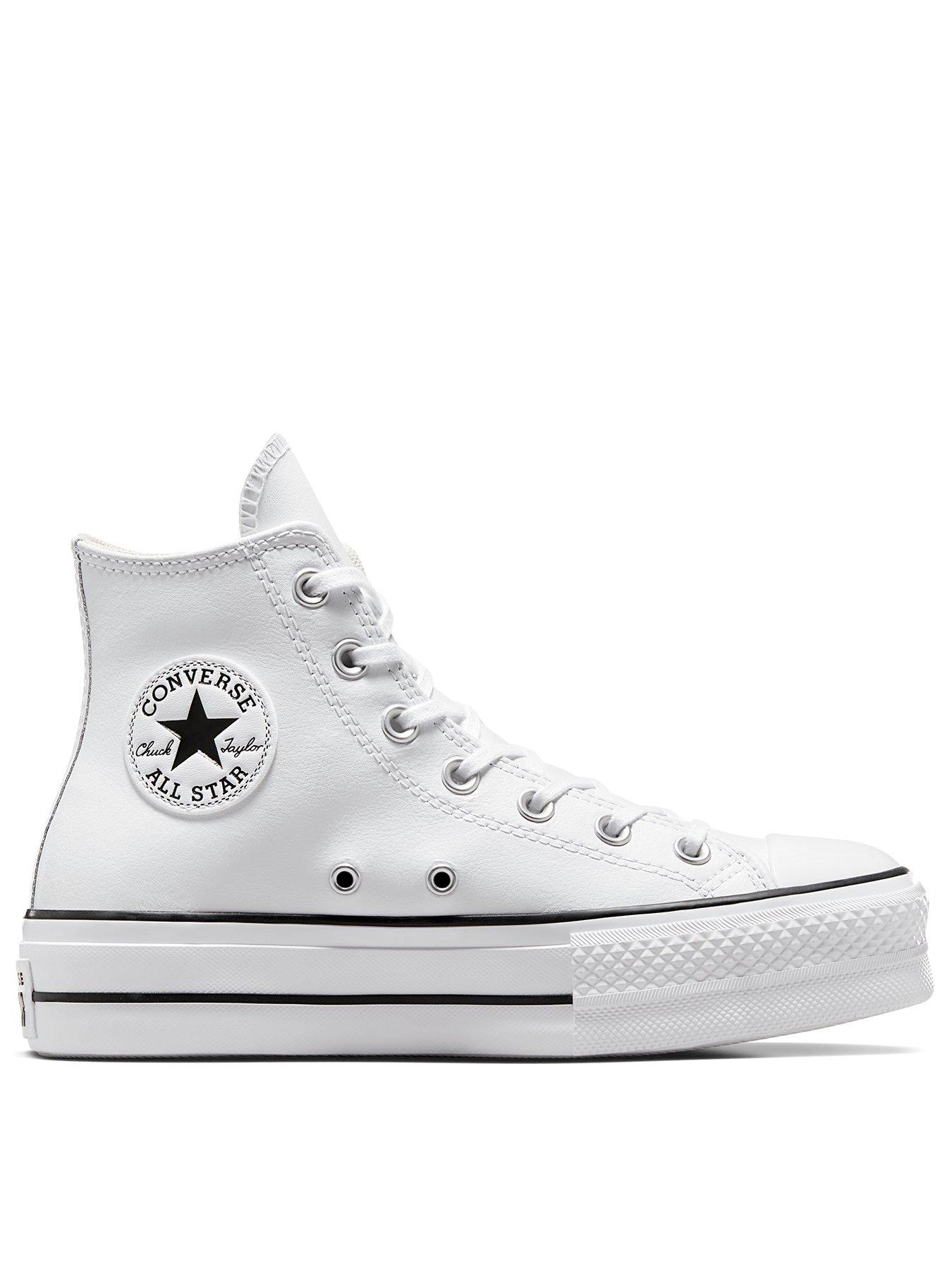 Converse Womens Leather Lift Hi Top Trainers White Black Very