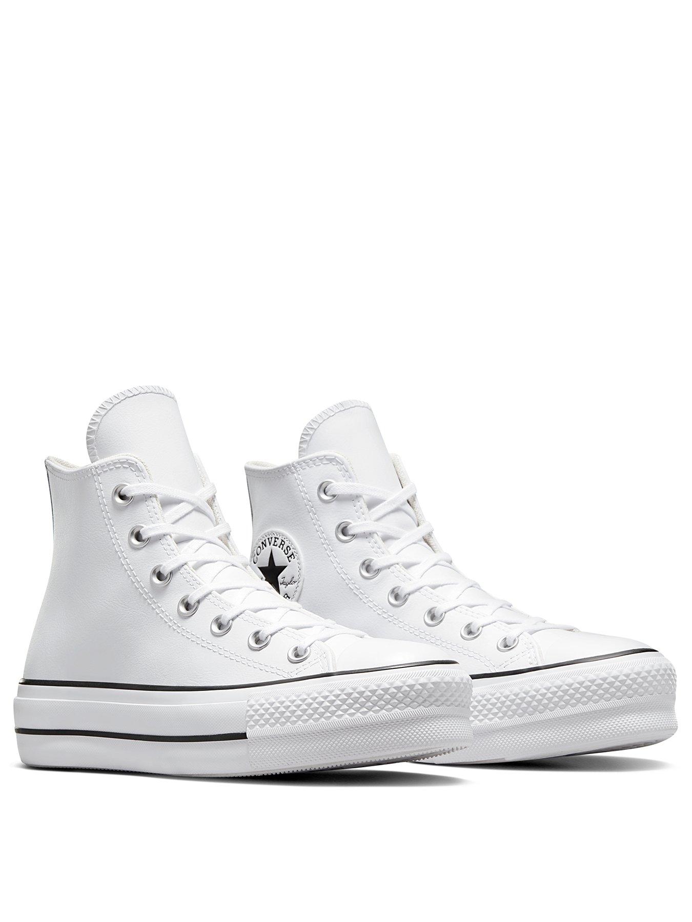 Converse Womens Leather Lift Hi Top Trainers White Black Very