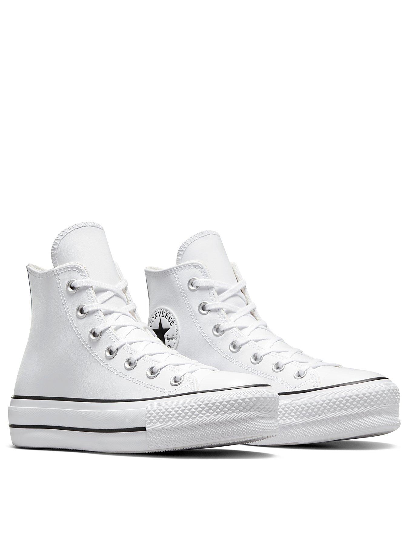 Converse Chuck Taylor All Star Leather Platform Hi-Tops - White
