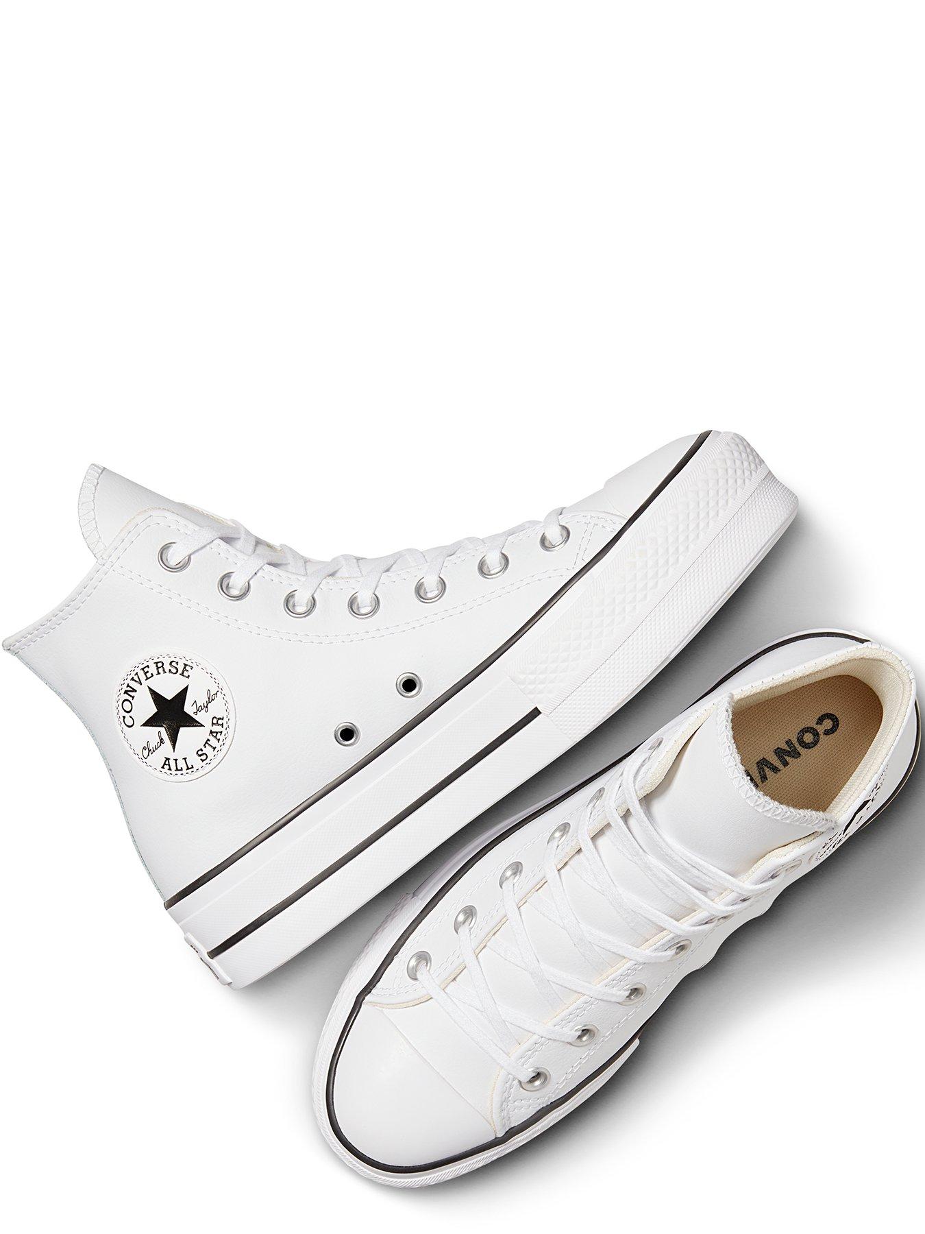 Converse Womens Leather Lift Hi Top Trainers White Black Very