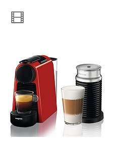 Nespresso Essenza Mini Coffee Machine and Aeroccino by Magimix - Ruby Red