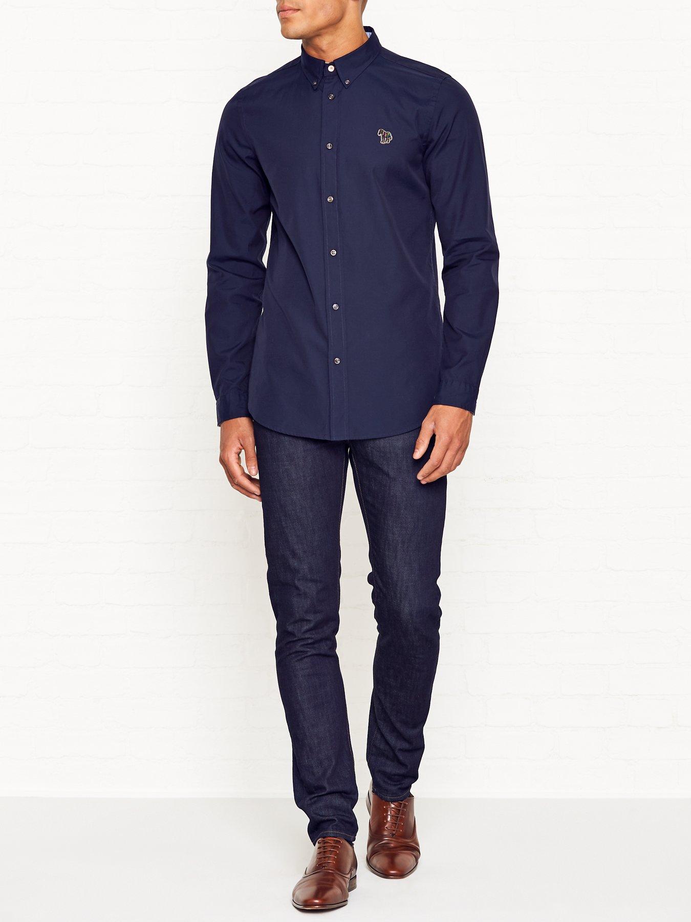 Image 2 of 5 of PS PAUL SMITH Zebra Badge Long Sleeve Tailored Fit Shirt - Navy