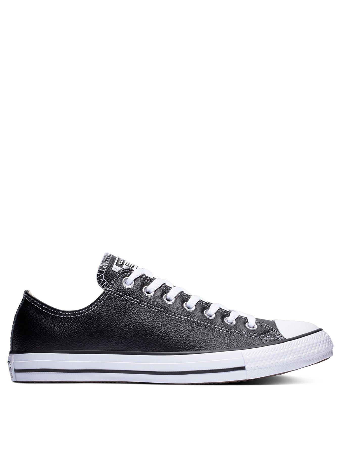 Converse Mens Leather Ox Trainers Black Very