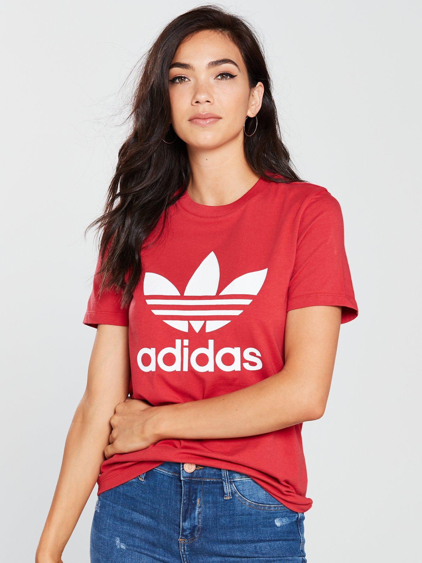 adidas red trefoil shirt