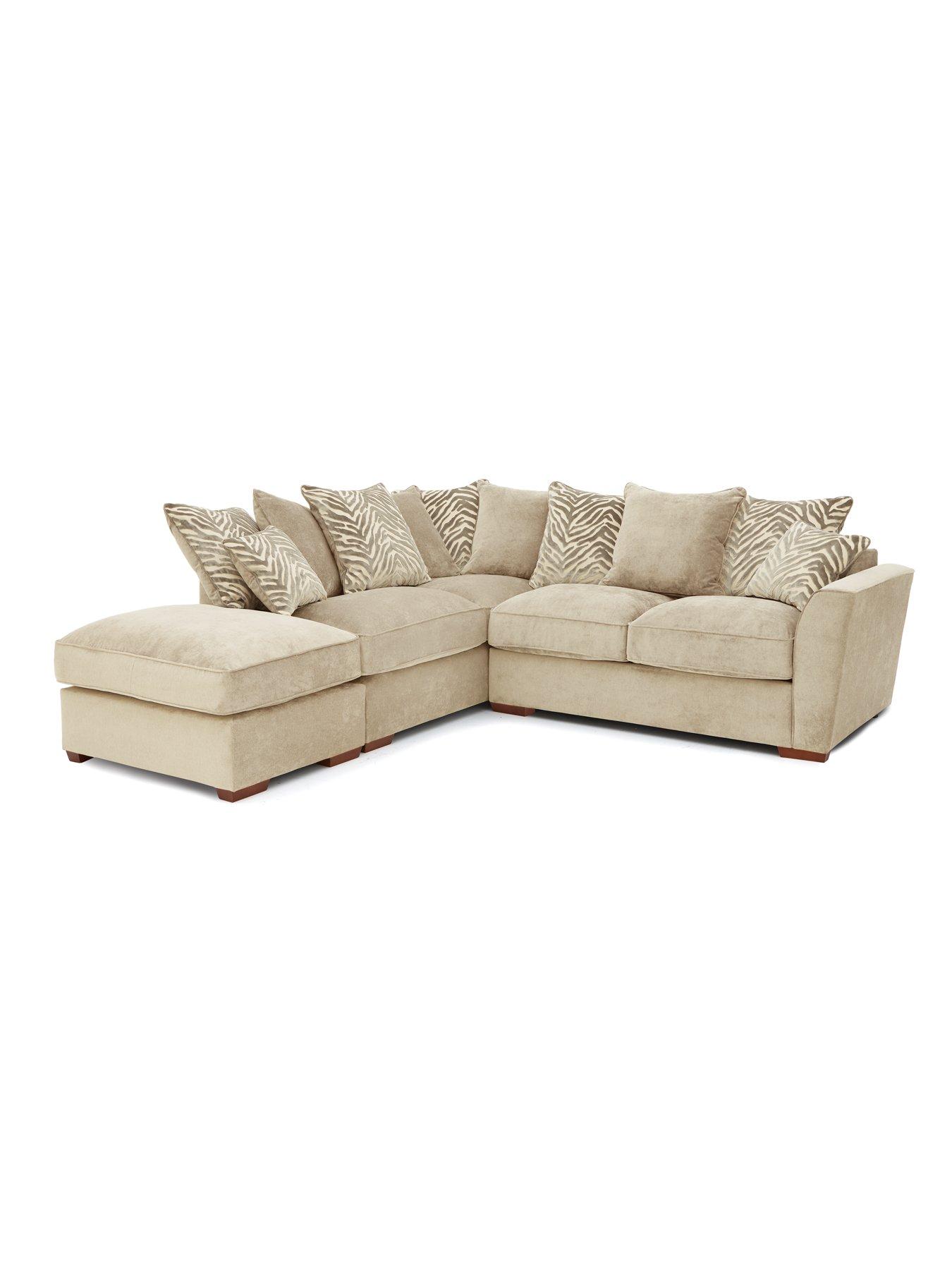 undefined Kingston Fabric Left Hand Scatter Back Corner Chaise with Footstool
