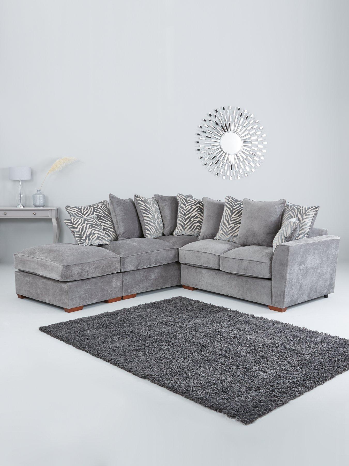 undefined Kingston Fabric Left Hand Scatter Back Corner Chaise with Footstool