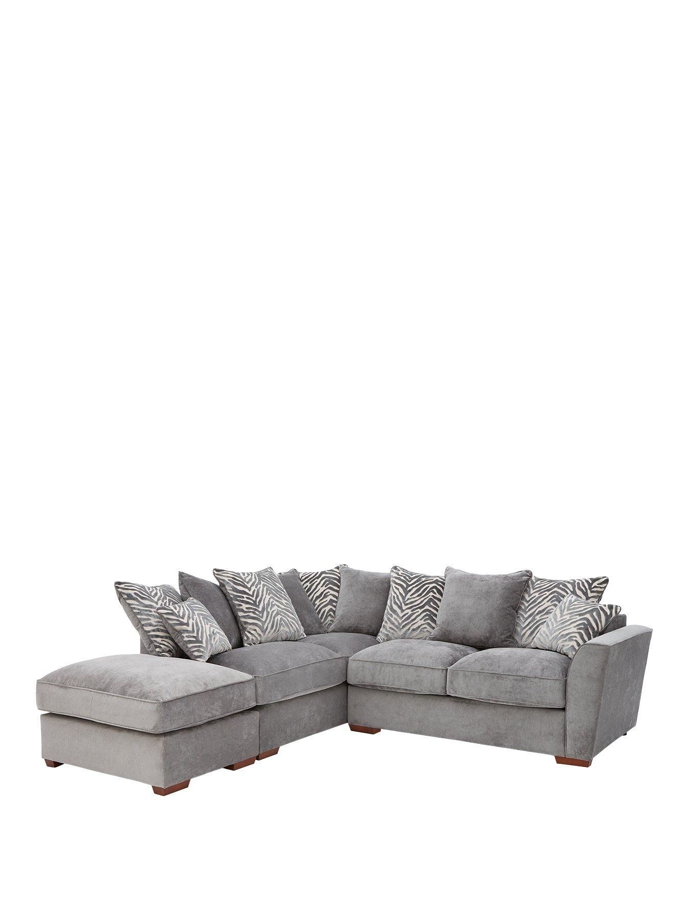 Image 2 of 6 of Very Home Kingston Fabric Left&nbsp;Hand Scatter Back Corner Chaise&nbsp;with Footstool