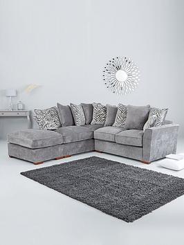 Product photograph of Very Home Kingston Left Hand Scatter Back Corner Chaise Sofa Bed With Footstool from very.co.uk