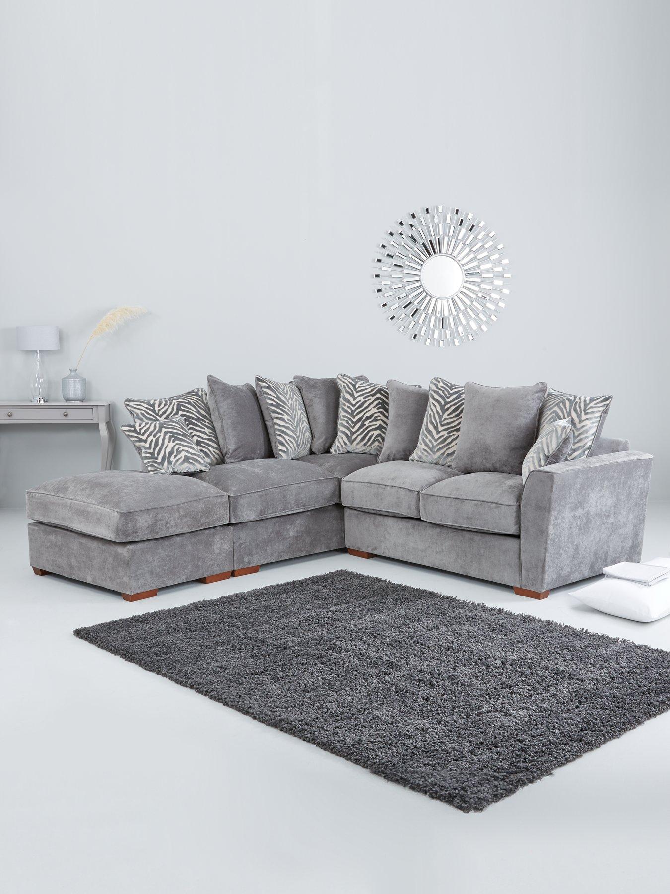 undefined Kingston Left Hand Scatter Back Corner Chaise Sofa Bed with Footstool