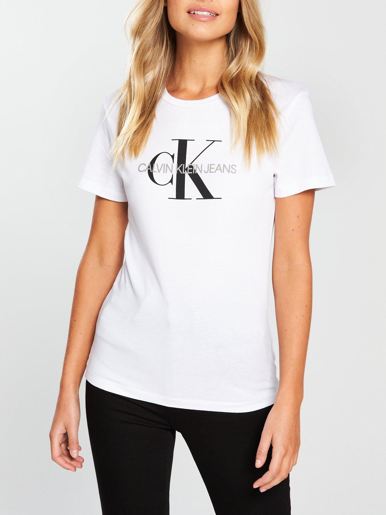 ladies white calvin klein t shirt