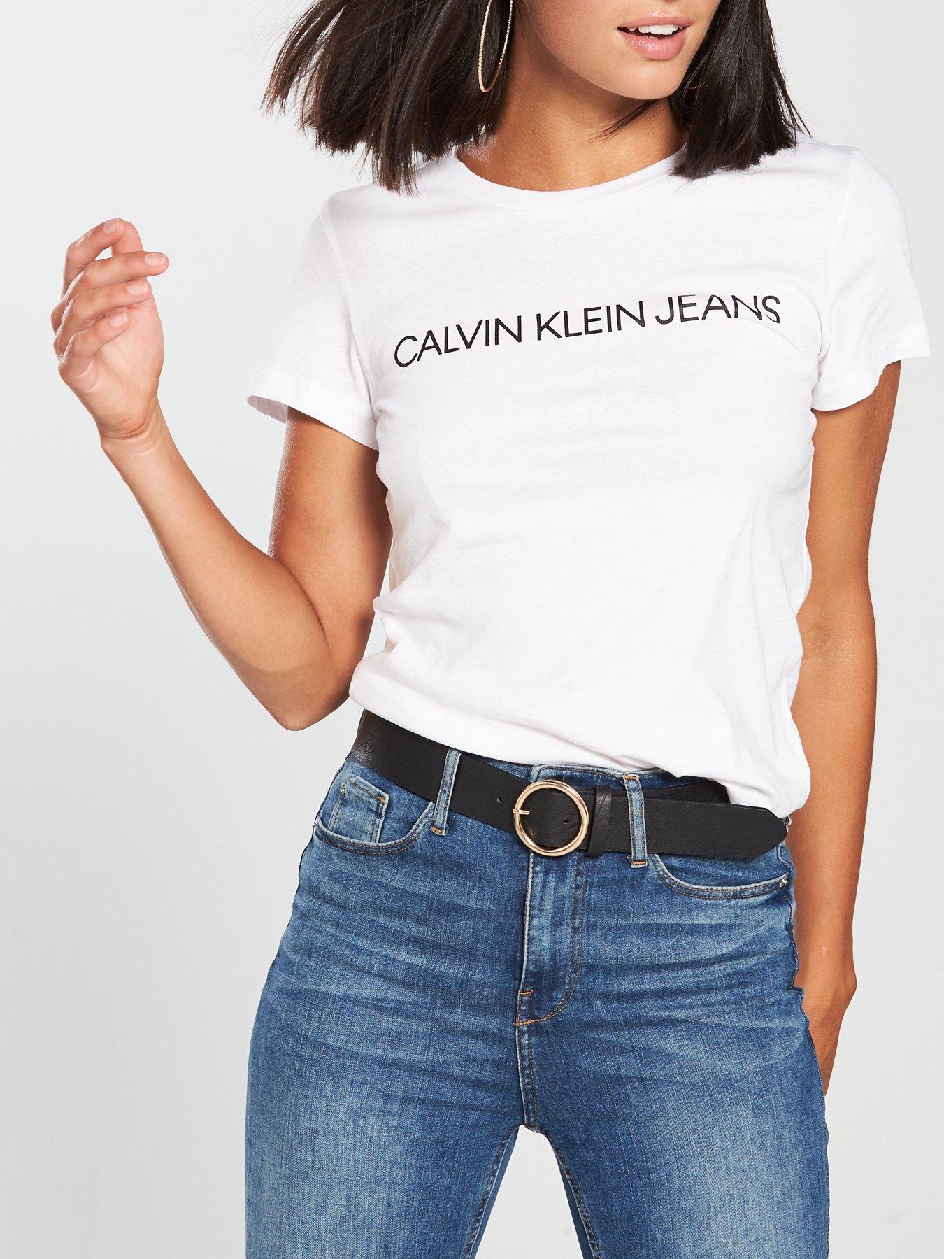 calvin klein logo t shirt womens