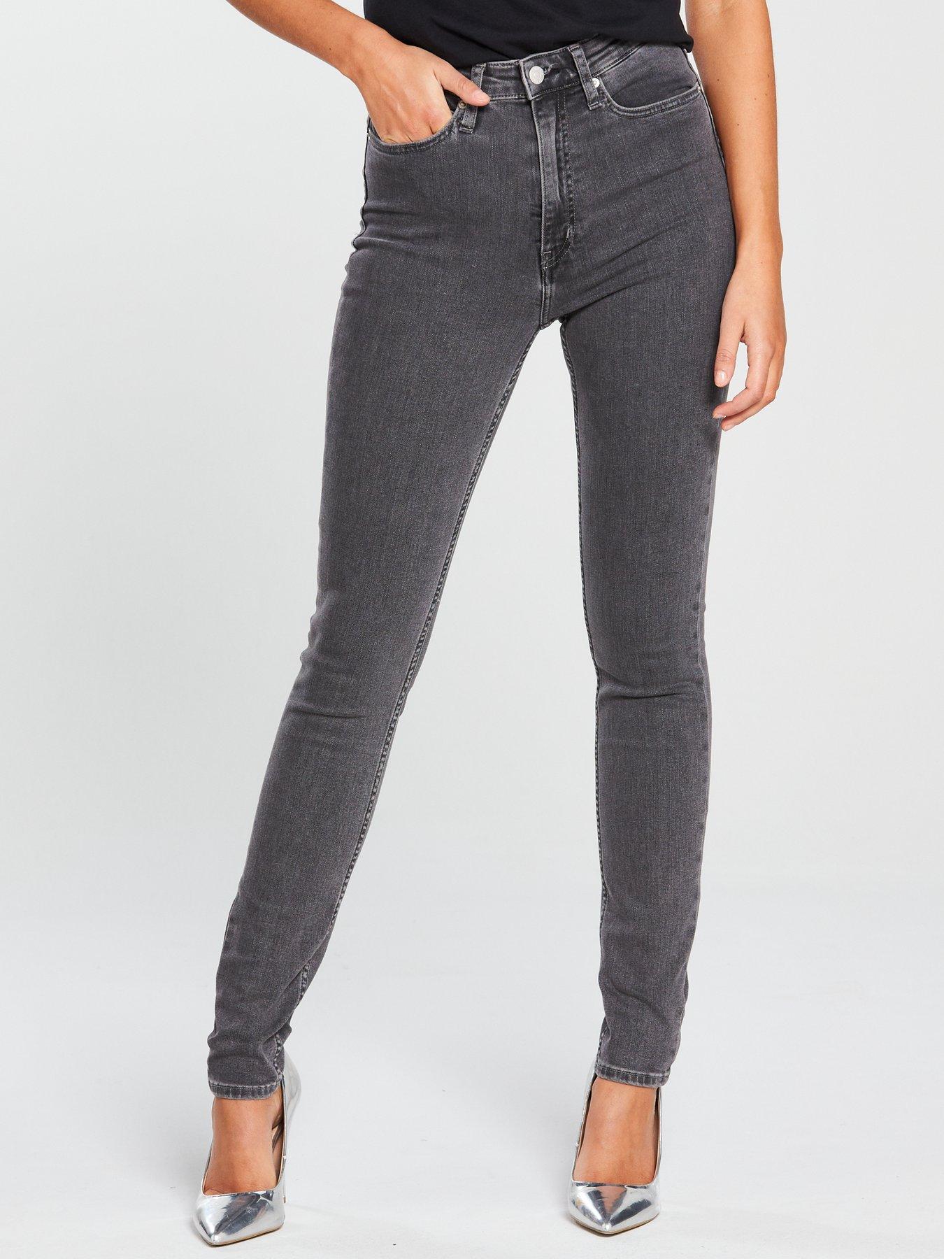grey high waisted skinny jeans