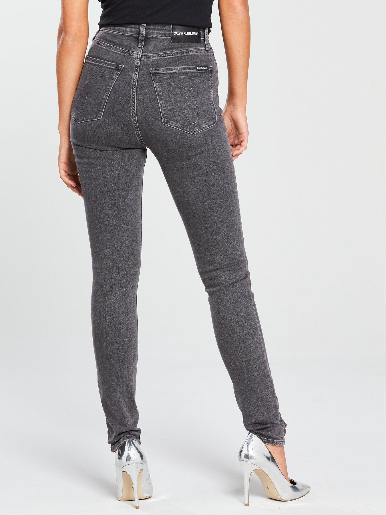 grey high waisted skinny jeans