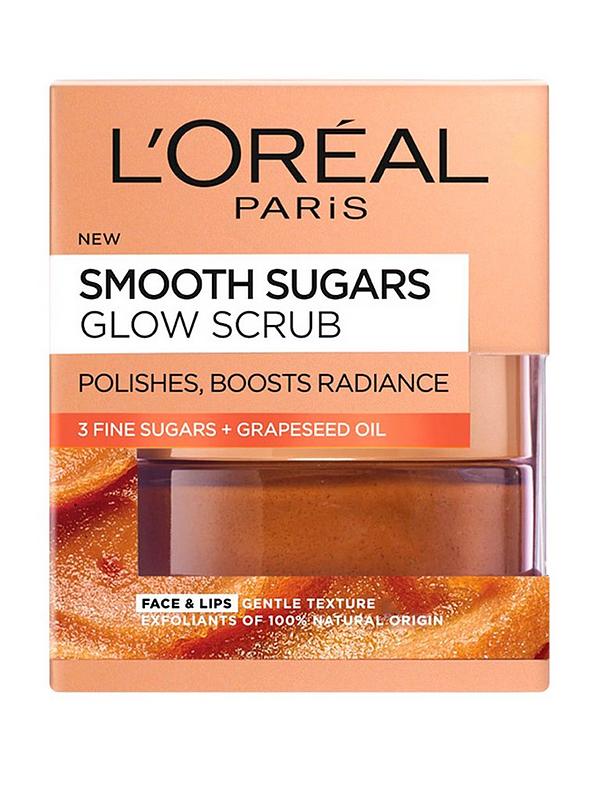 Image 1 of 3 of L'Oreal Paris Smooth Sugar Glow Grapeseed Face and Lip Scrub 50ml