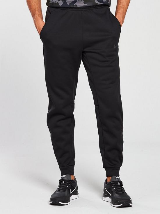 front image of nike-training-therma-pants-black