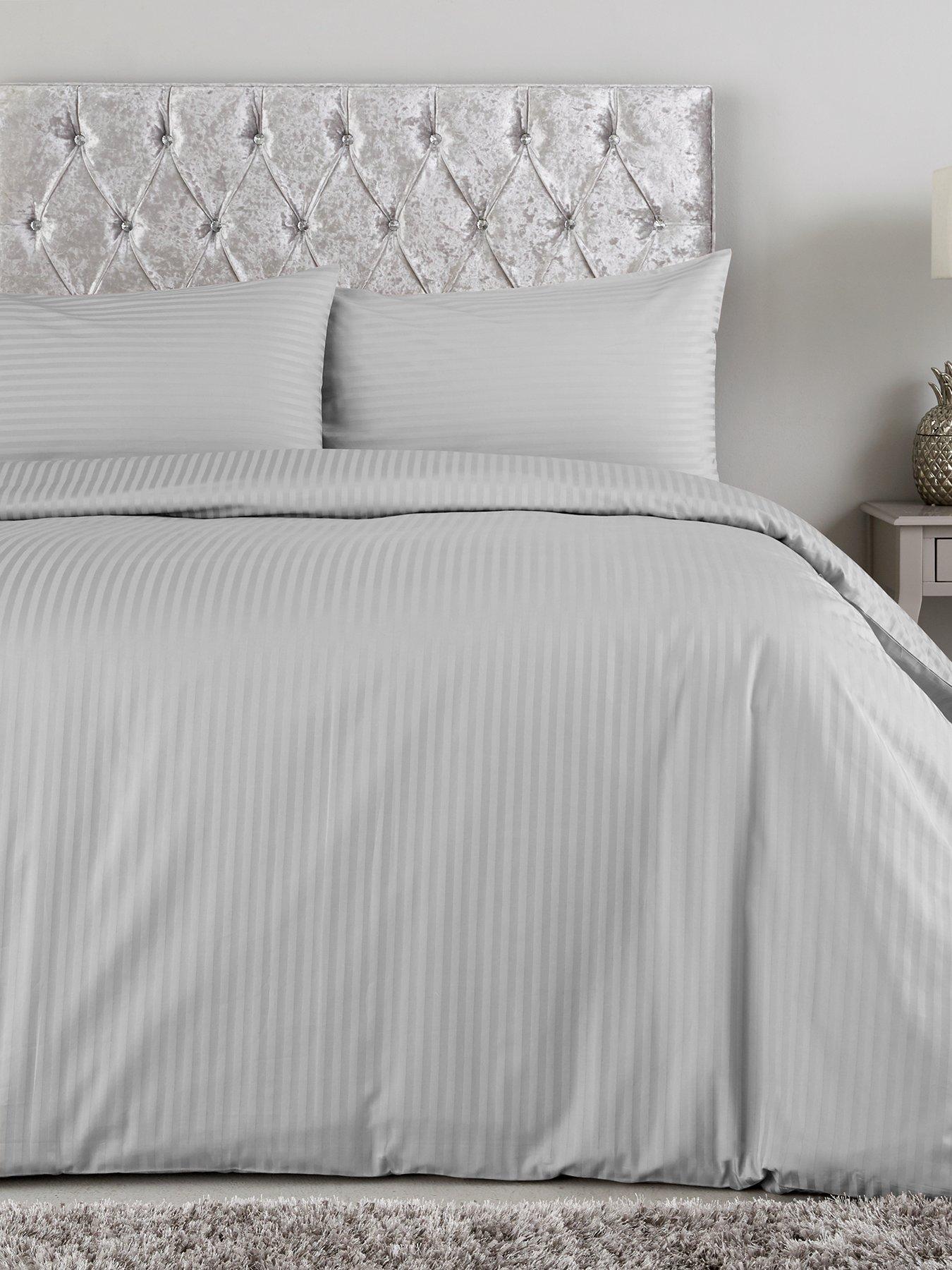 Product photograph of Hotel Collection Luxury 300 Thread Count Soft Touch Sateen Stripe Duvet Cover Set from very.co.uk
