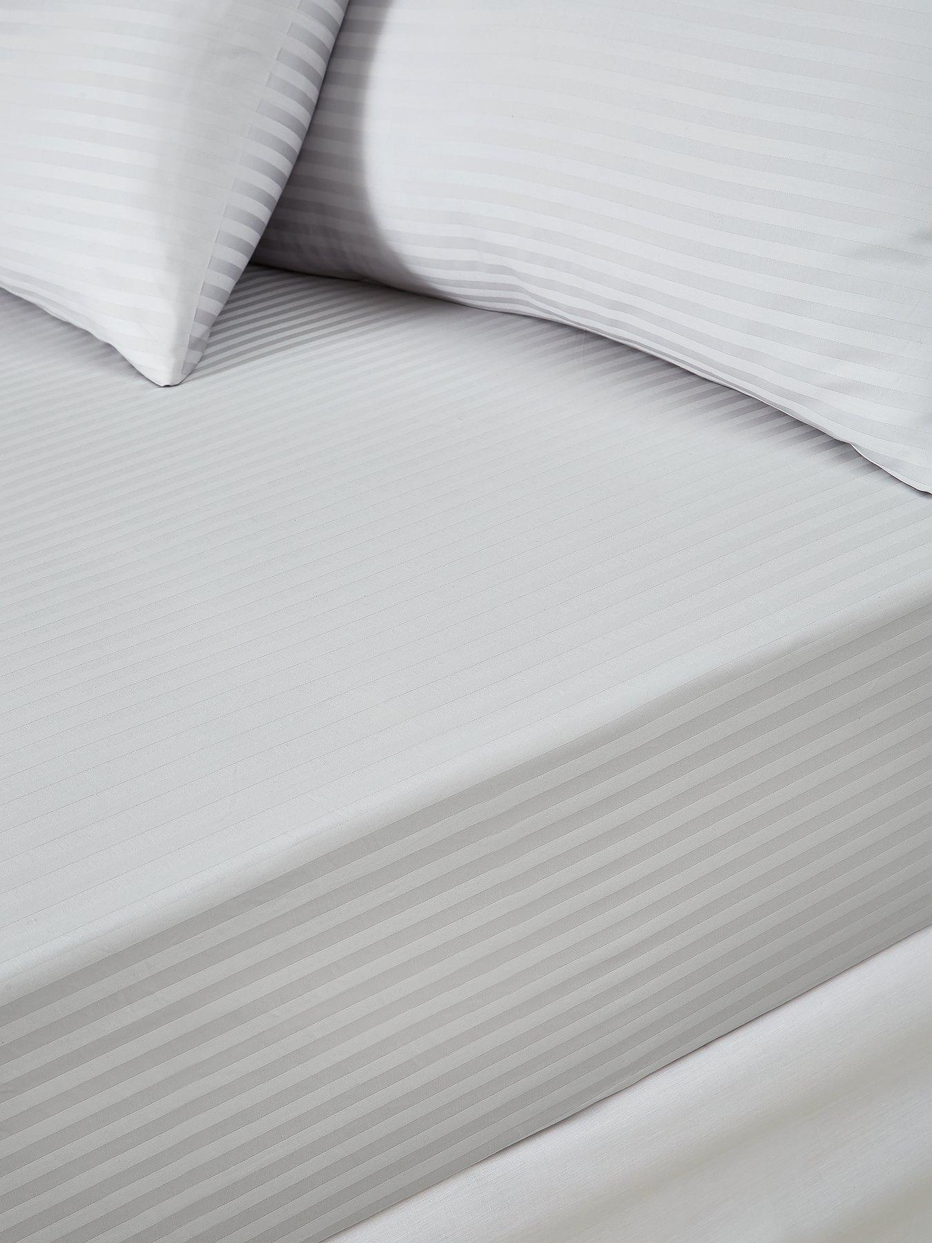 Product photograph of Hotel Collection Luxury 300 Thread Count Soft Touch Sateen Stripe 28 Cm Deep Fitted Sheet from very.co.uk