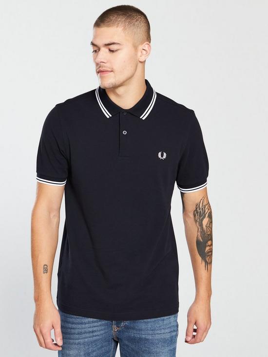 Fred Perry Twin Tipped Polo Shirt - Navy | very.co.uk