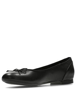 clarks wide fit couture bloom ballerinas - black, black leather, size 4, women