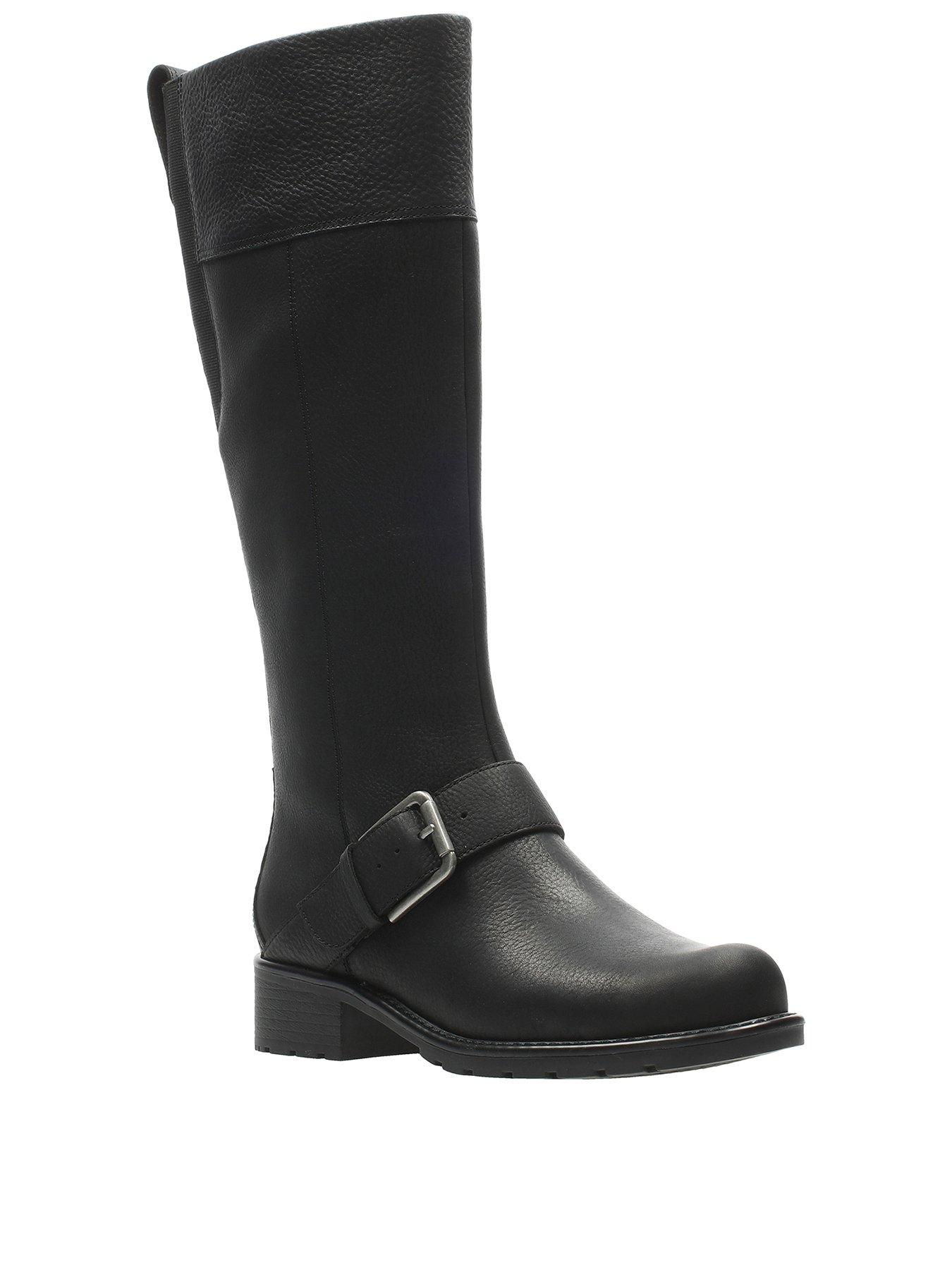 clarks knee high black boots