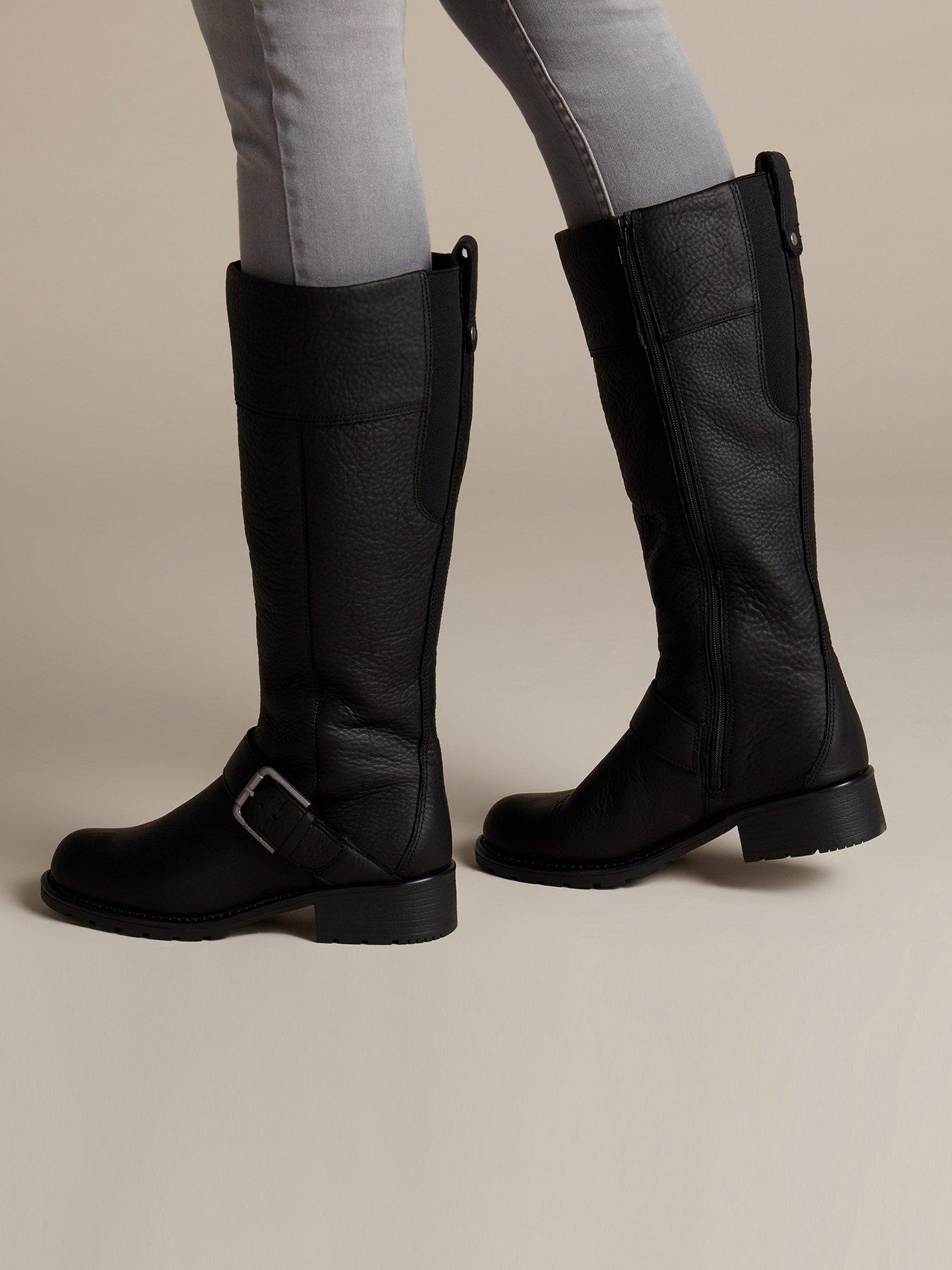 women's clarks boots black leather orinoco jazz
