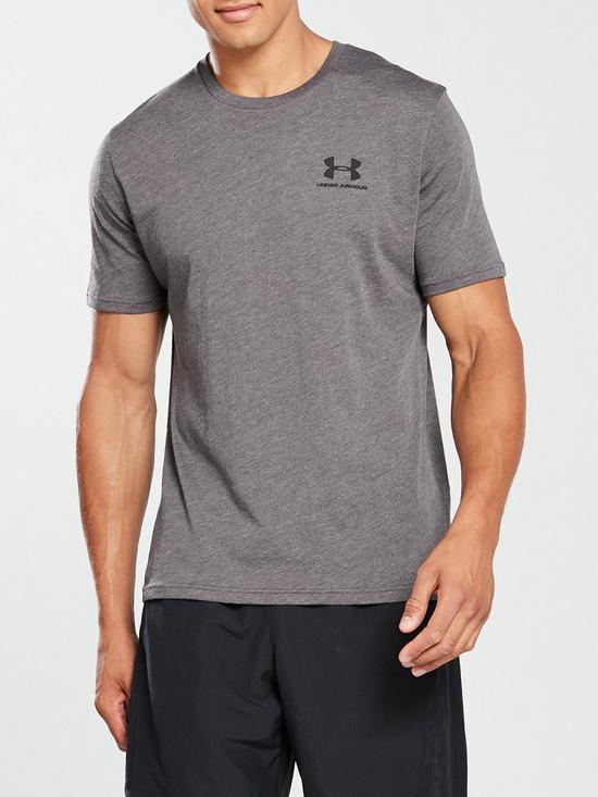 front image of under-armour-trainingnbspsportstyle-left-chest-logo-t-shirt-charcoal