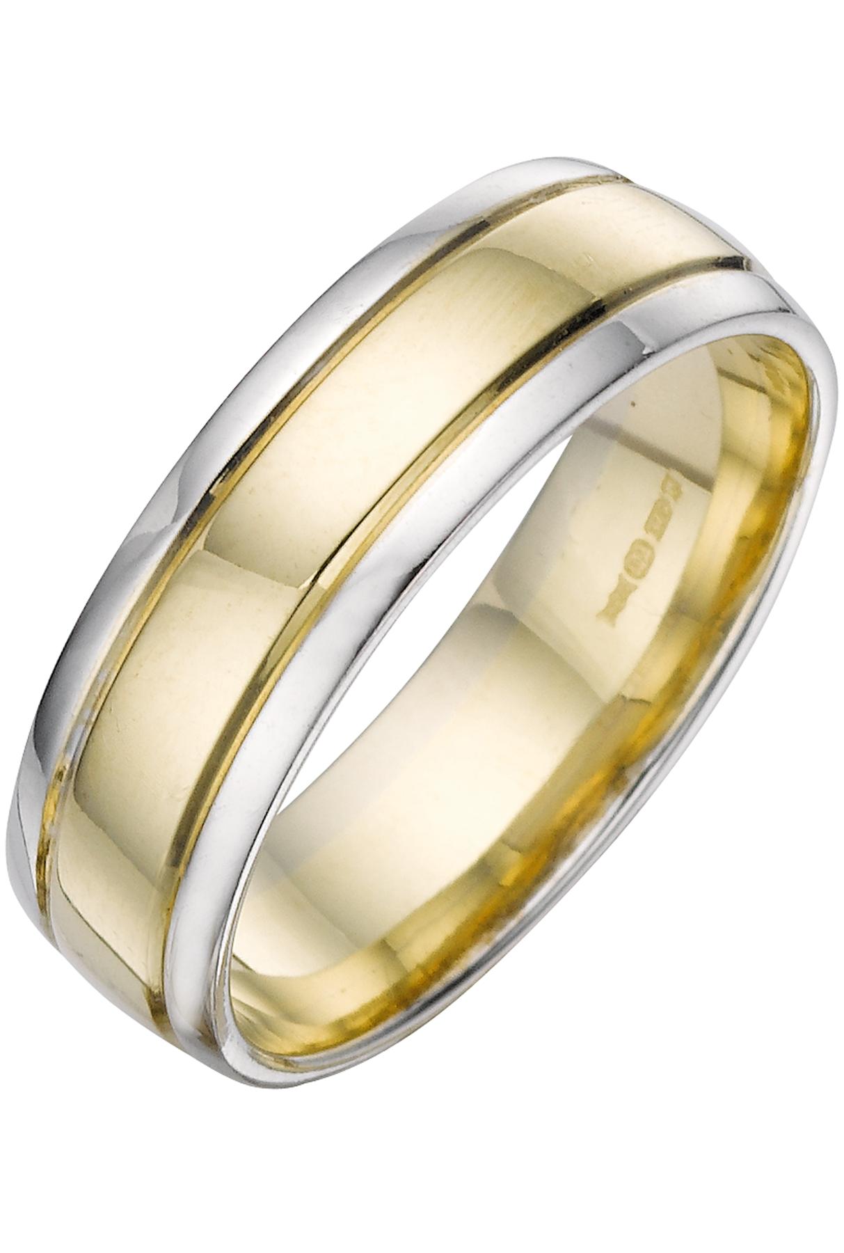 Image 1 of 3 of The Love Collection 9 Carat 2 Colour Wedding Band 6mm