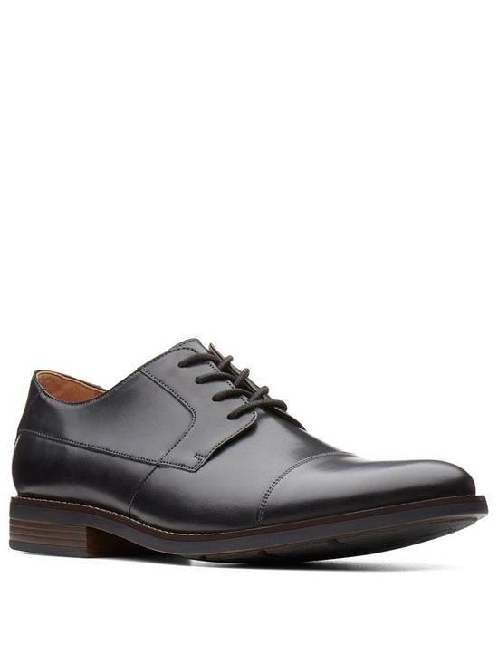 Clarks Becken Wide Fit Plain Leather Lace Up Shoe - Black Leather ...
