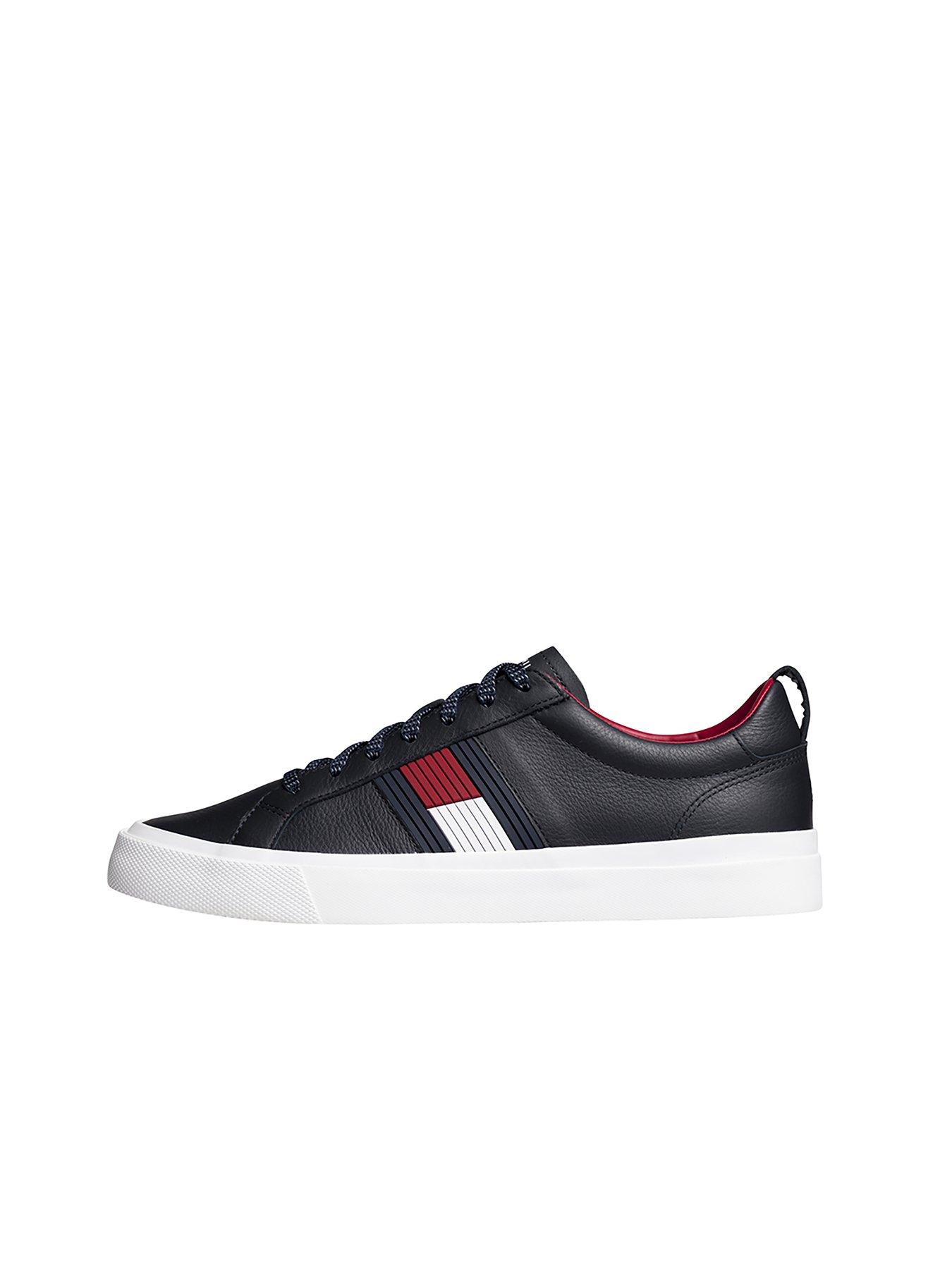 tommy hilfiger flag detail leather trainer