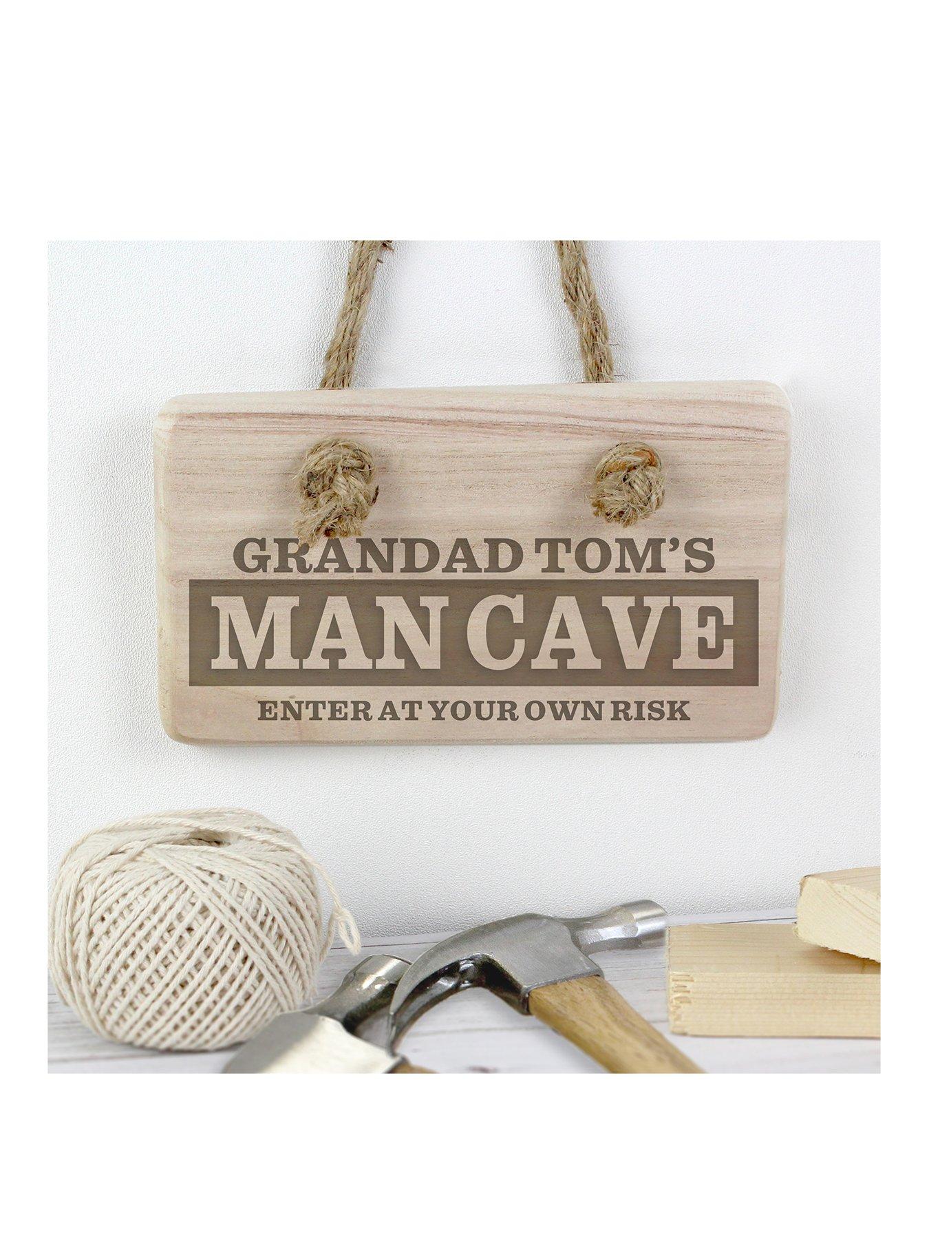 Product photograph of The Personalised Memento Company Personalised Man Cave Wooden Sign from very.co.uk