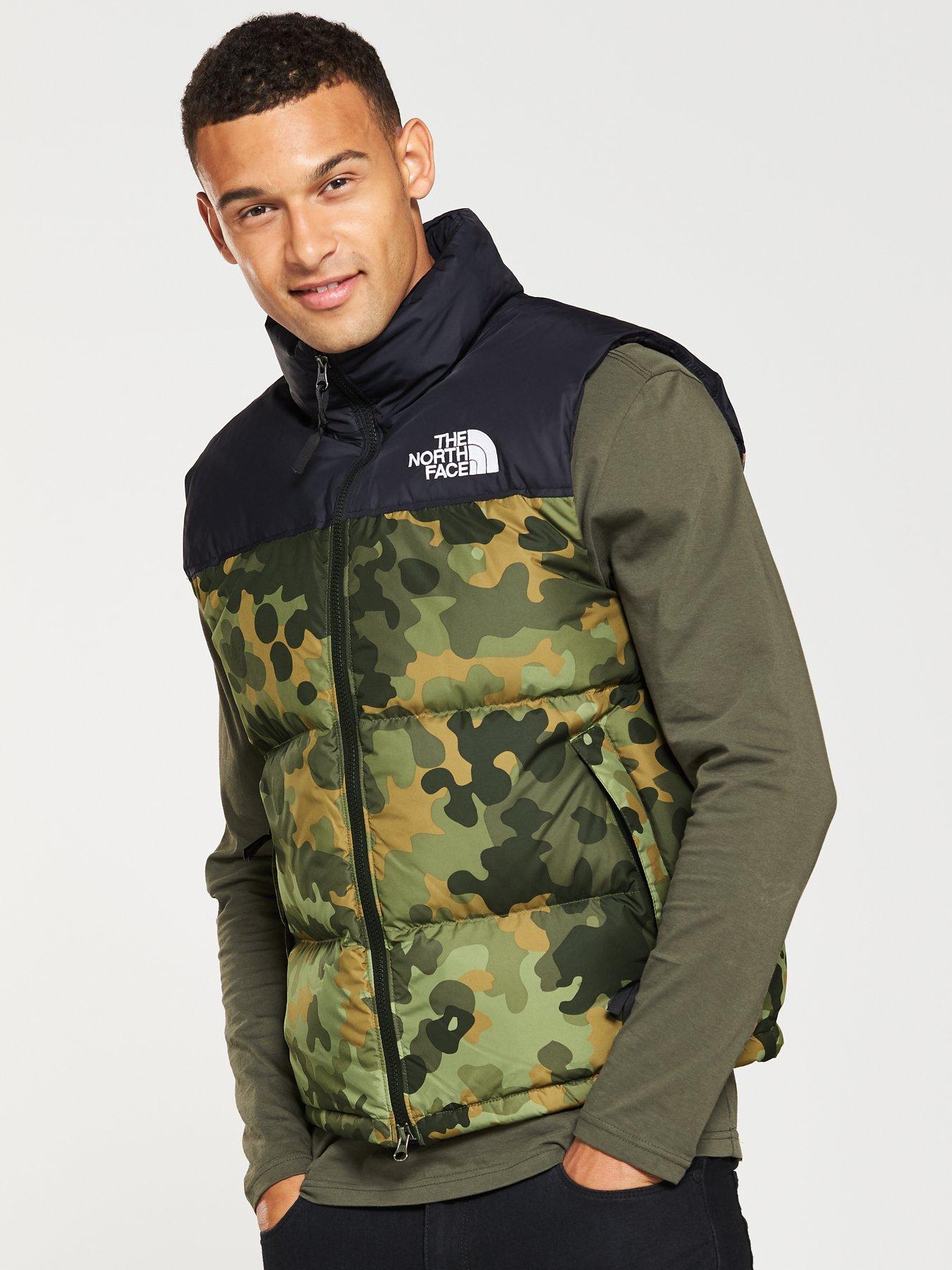 north face camo gilet