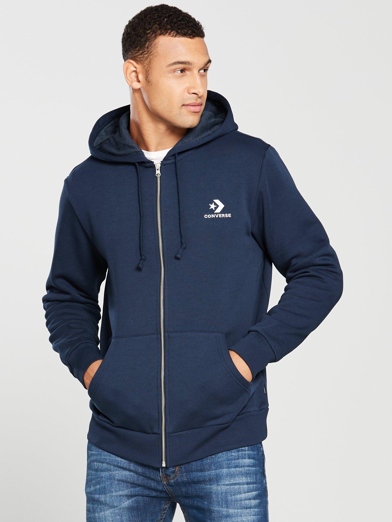 converse navy zip through hoody