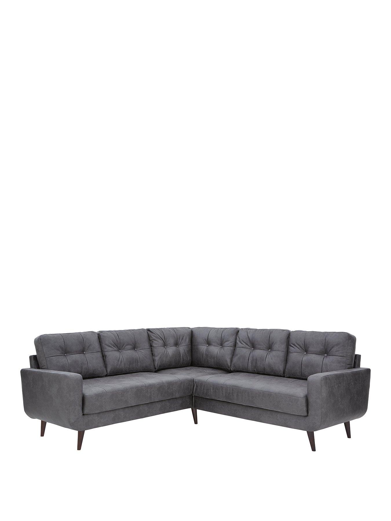 Product photograph of Skandi Faux Leather Corner Group Sofa from very.co.uk